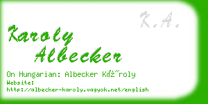 karoly albecker business card